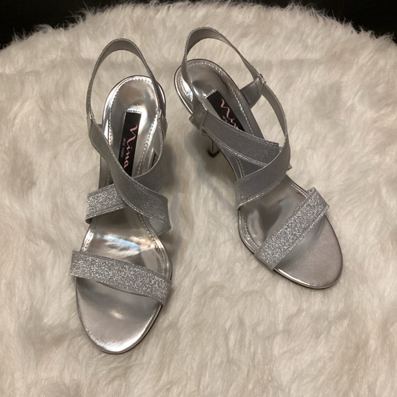 Nina Valonia Silver Criss-Cross Heels - Picture 2 of 7